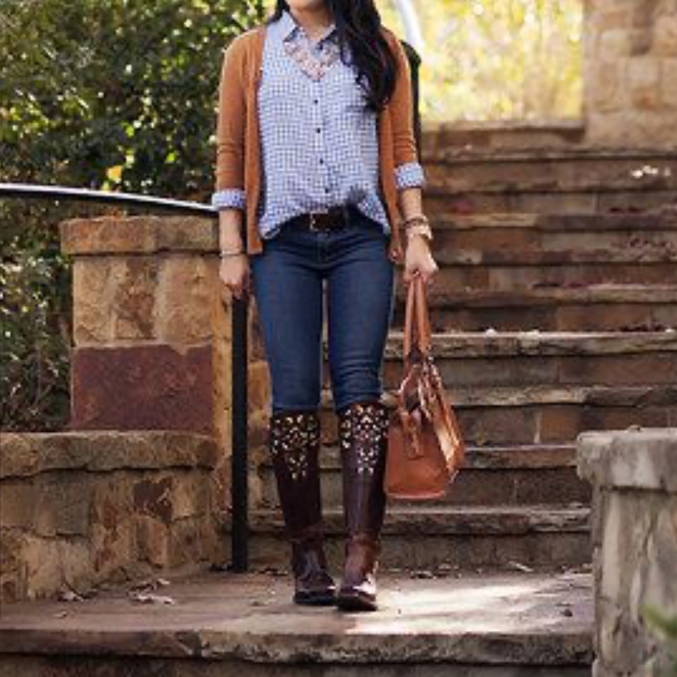 Ariat Brown And Cream Heeled Boots